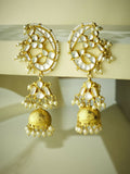 Nuyug 22K Gold-Plated Elegant Kundan Stone Studded & Pearl Drops Mini Jhumki Dangler Earrings - Distacart