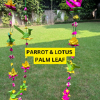 Shuddh Natural Hand Made Palm Leaf Lotus & Parrot Hanging - Distacart