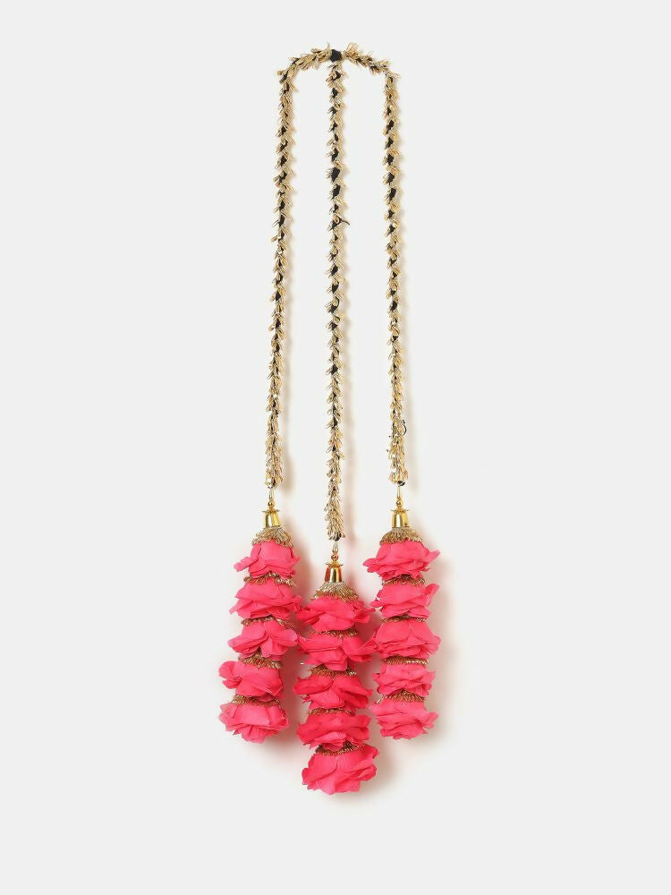Ruby Raang Gold Gota Pati Work And Pink Rosses With Black Thread & Golden Stones - Distacart