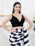 Joban Fashion Black Sequin Sleeveless Back Open Blouse