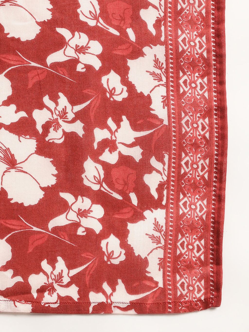 Aavyora Women Maroon Floral Printed Kurta with Printed Pants & Dupatta Set