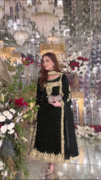 Joban Fashion Black Velvet Sequence Embroidery Work Kurta Set - Distacart