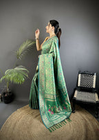 Joban Fashion Aqua Green Geometric Pattern Soft Silk Patola Saree - Distacart