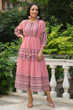Juniper Women's Pink Printed Teired Dress - Distacart
