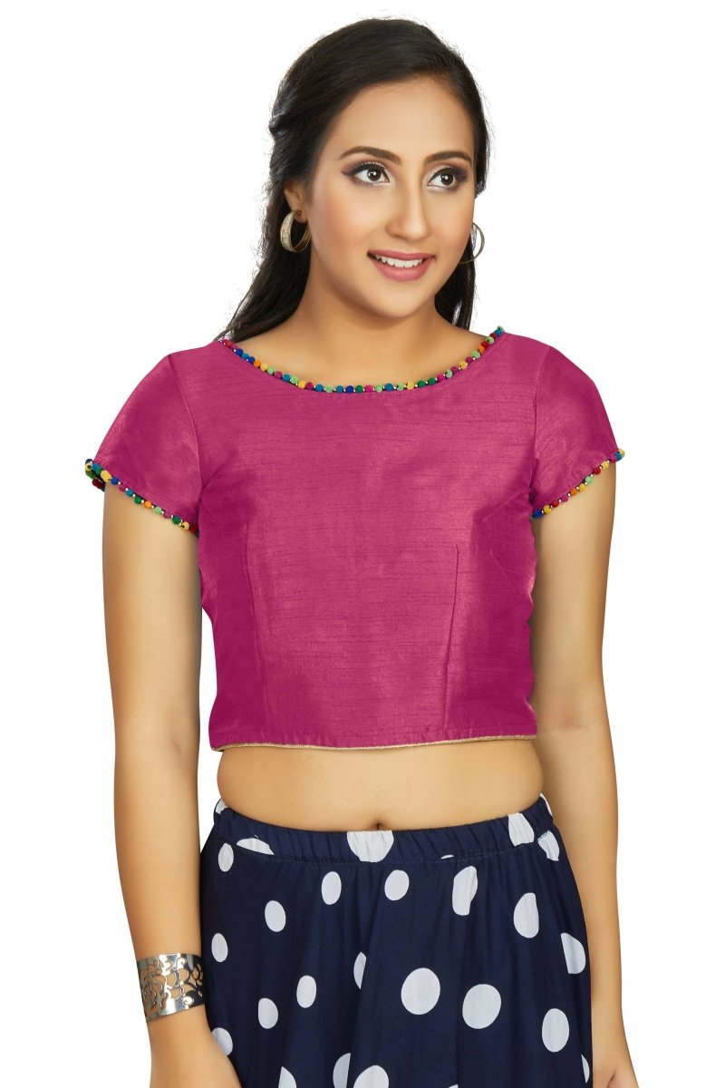 Aastha Fashion Women's Pink Art Silk Designer Party Wear Readymade Blouse