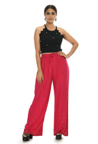 Mominos Fashion Moeza Reyon Cotton Red Color Sirsoki Work Palazzo