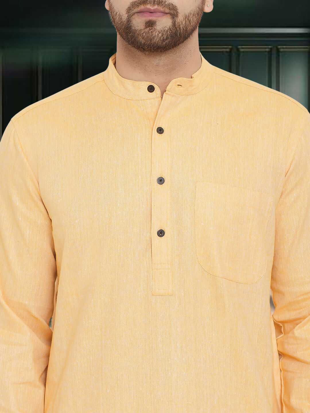Even Apparels Men's Pure Cotton Yellow Kurta