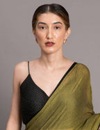 Suta Olive Green Black Solid Pure Cotton Saree - Distacart