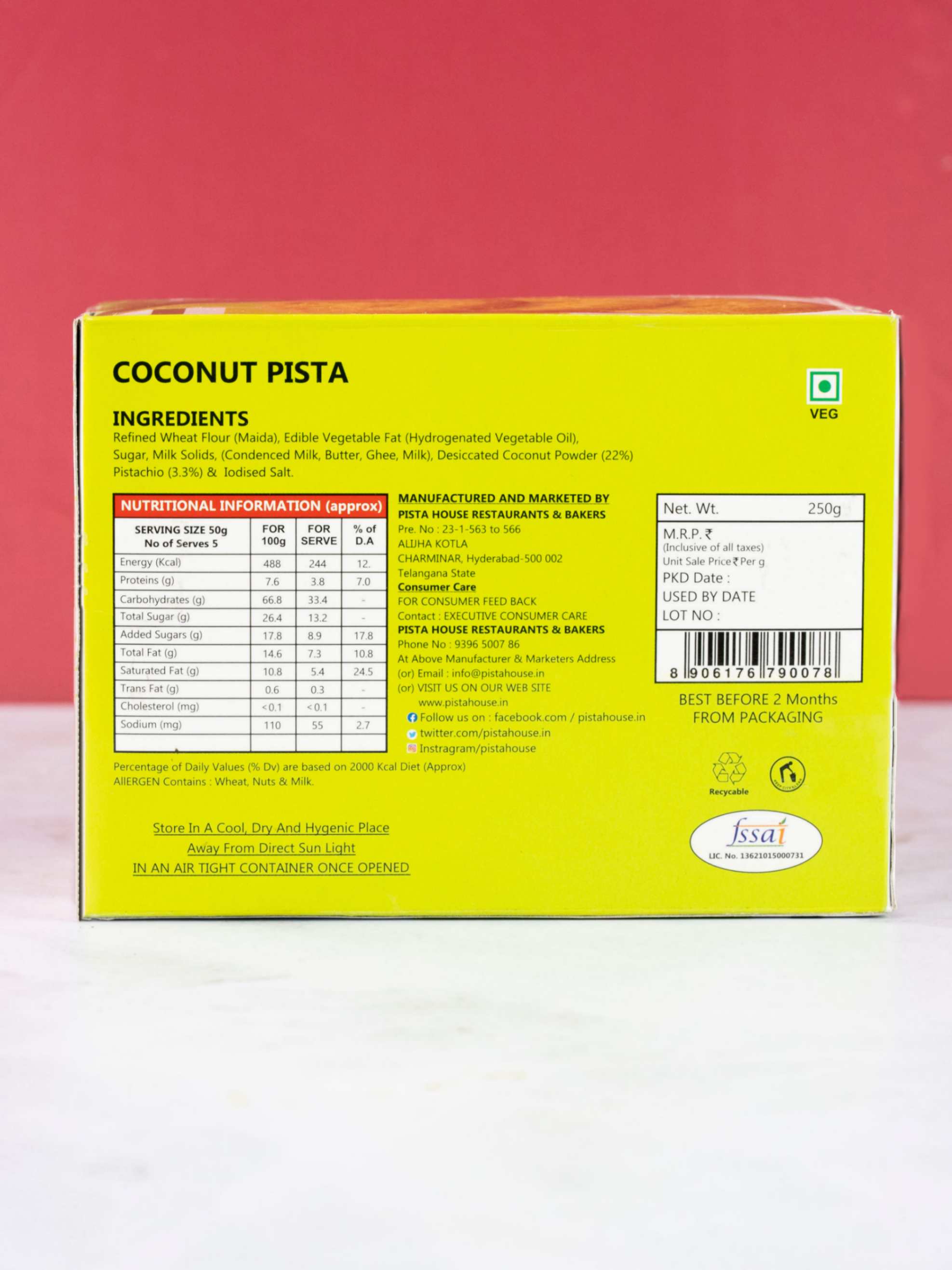 Pista House Coconut Pista Biscuits - Distacart