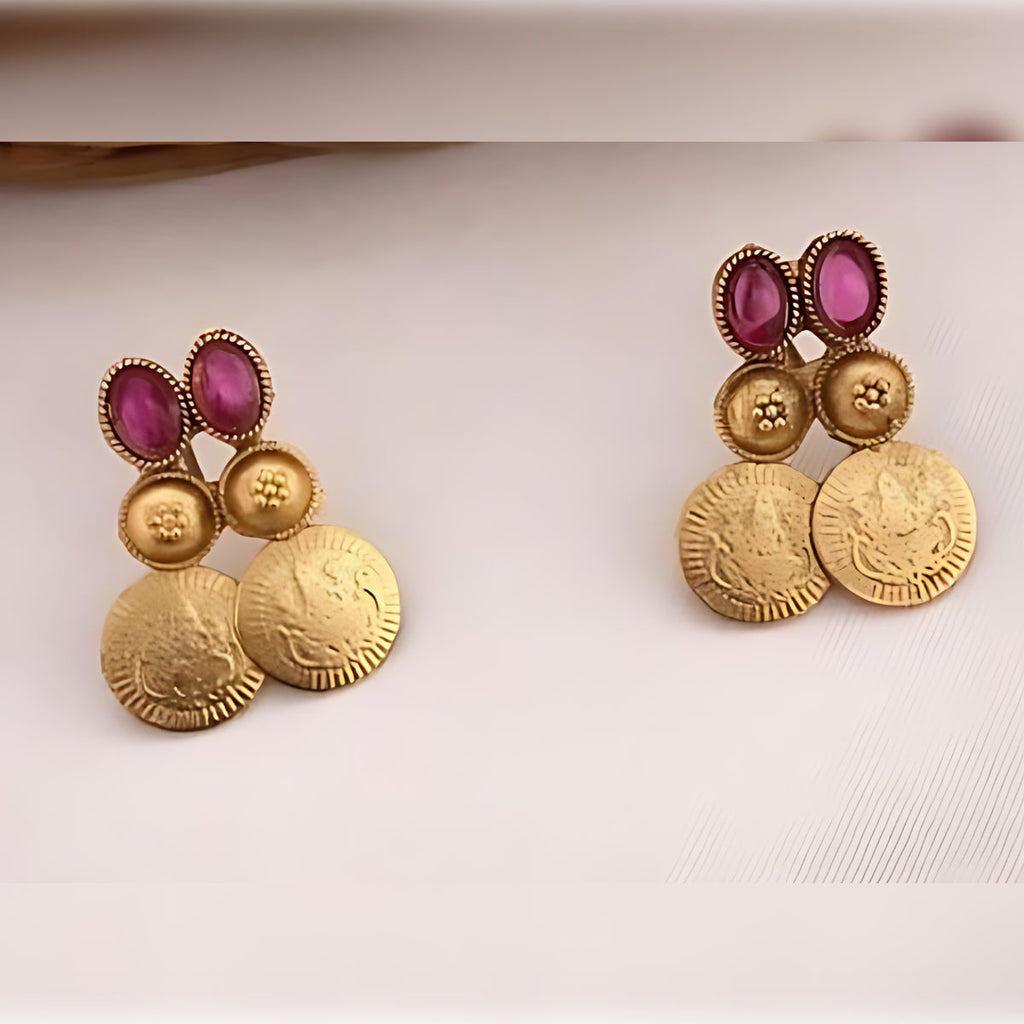 Jewel City Gold-Tone Coin Necklace Set with Emerald and Ruby Gemstones