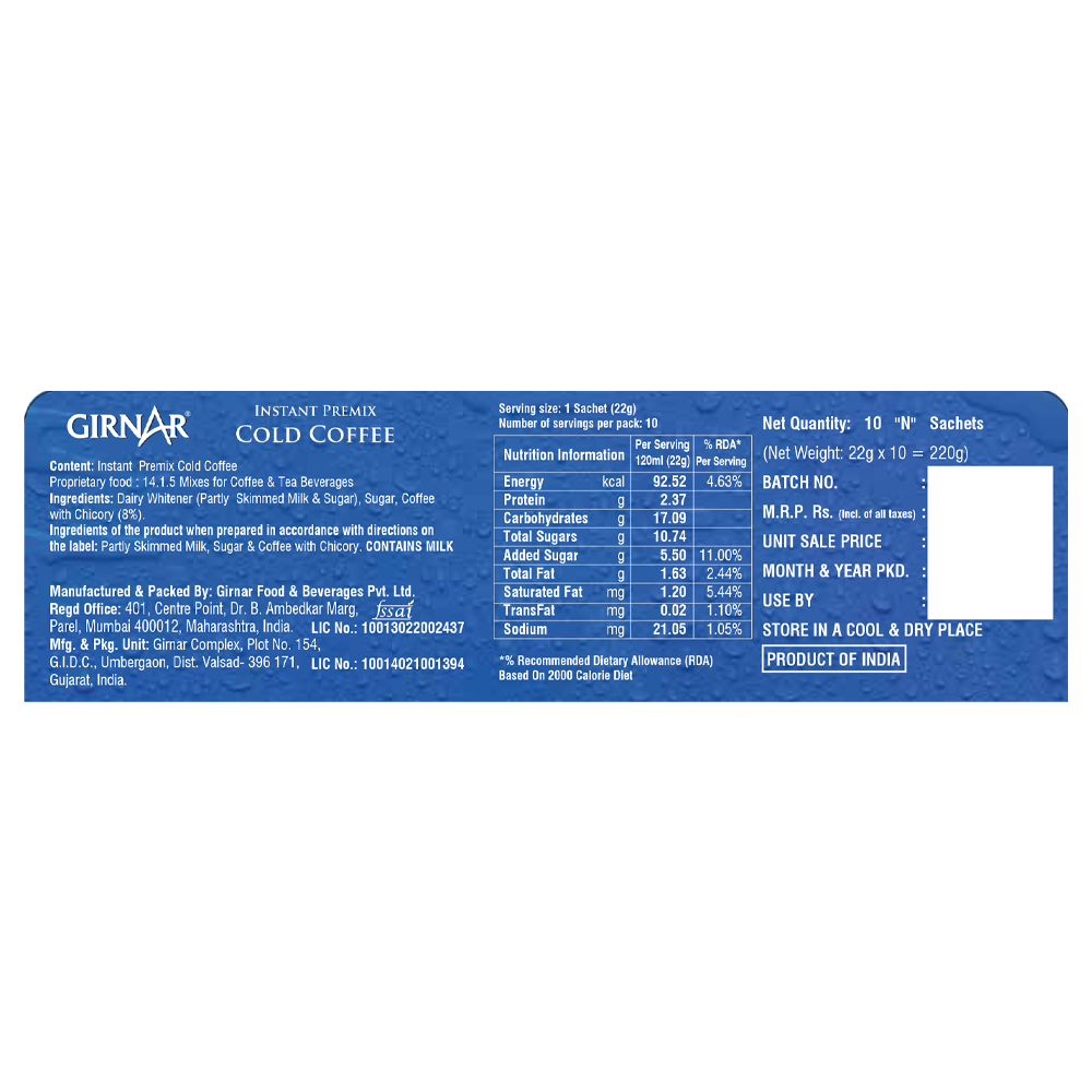 Girnar Instant Premix Cold Coffee - Distacart