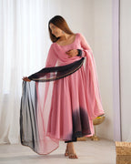 Lehenga Mart Wedding Wear Anarkali Suit With Dupatta - Onion Pink