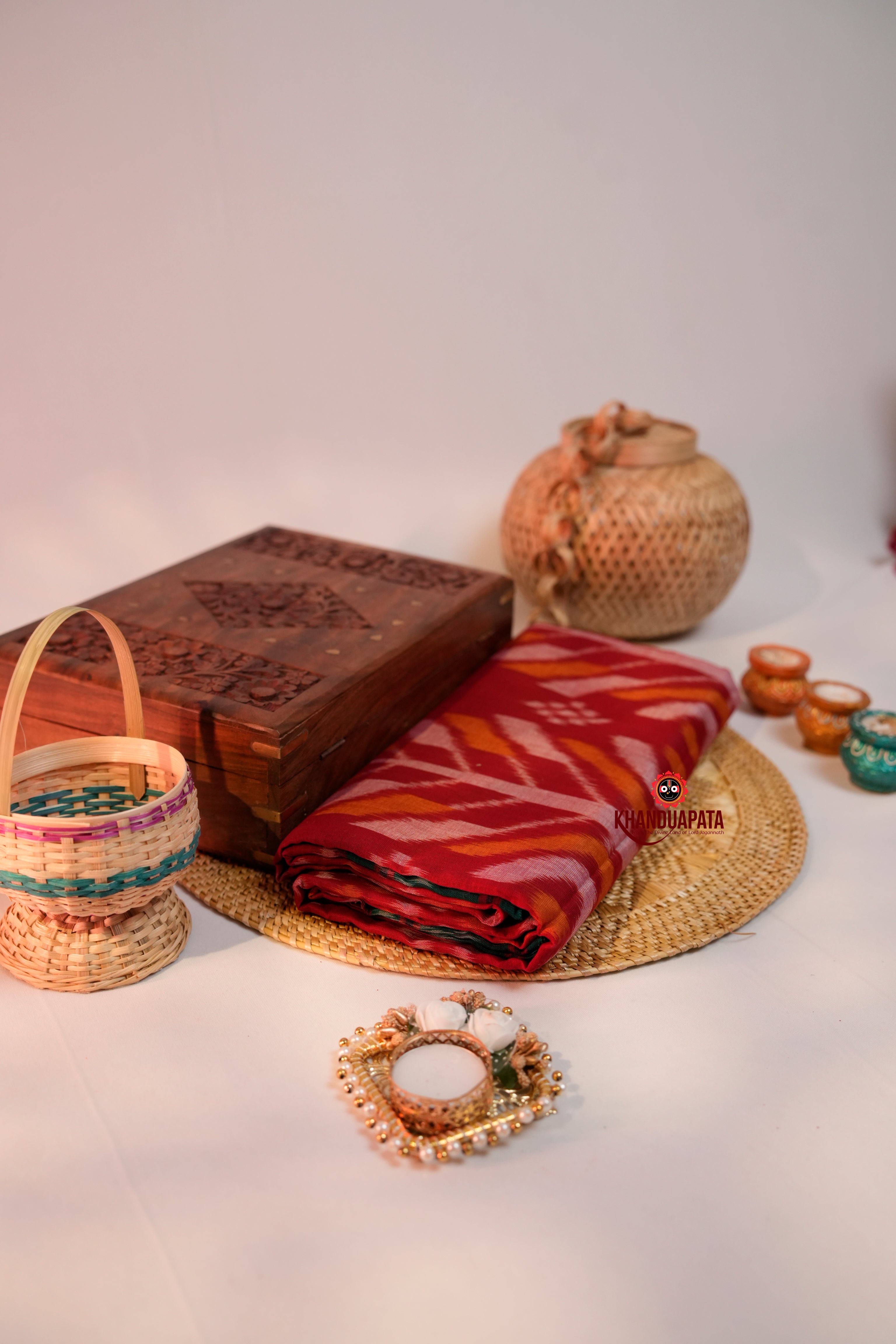 khanduapata Red & Green Design Cotton Saree For Women - Distacart