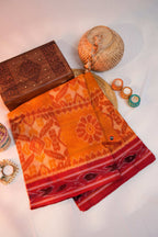 khanduapata Orange & Maroon Colour Design Cotton Saree For Women - Distacart