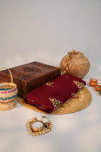 khanduapata Maroon Colour Flower Design Cotton Saree For Women - Distacart