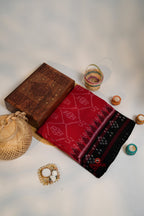 khanduapata Red & Black Oval Design Pasapali Border Cotton Saree For Women - Distacart