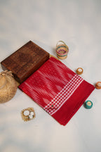 khanduapata Red & White Colour Pasapali Border Cotton Saree For Women - Distacart