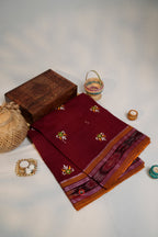 khanduapata Maroon Colour Flower Design Cotton Saree For Women - Distacart