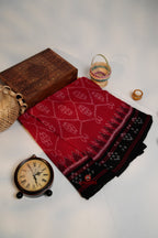 khanduapata Red & Black Oval Design Pasapali Border Cotton Saree For Women - Distacart