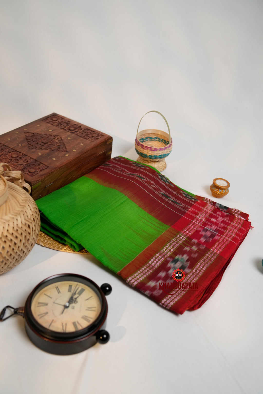 khanduapata Green & Maroon Colour Dot Design Cotton Saree For Women - Distacart