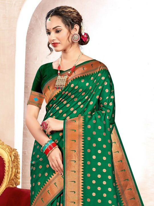 Shree Shyam Fashion Paithani Silk Green Saree - Distacart
