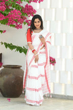 Beatitude White Cotton Handloom Saree
