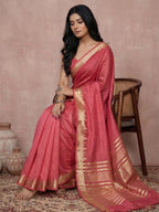 Anaita Coral Cotton Saree With Blouse - Distacart