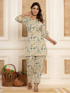 Yufta Cotton Grey Geometric Prin Co-Ord Set