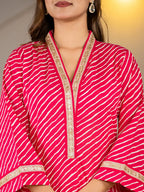 Yufta Cotton Hot Pink Leheriya Kurta