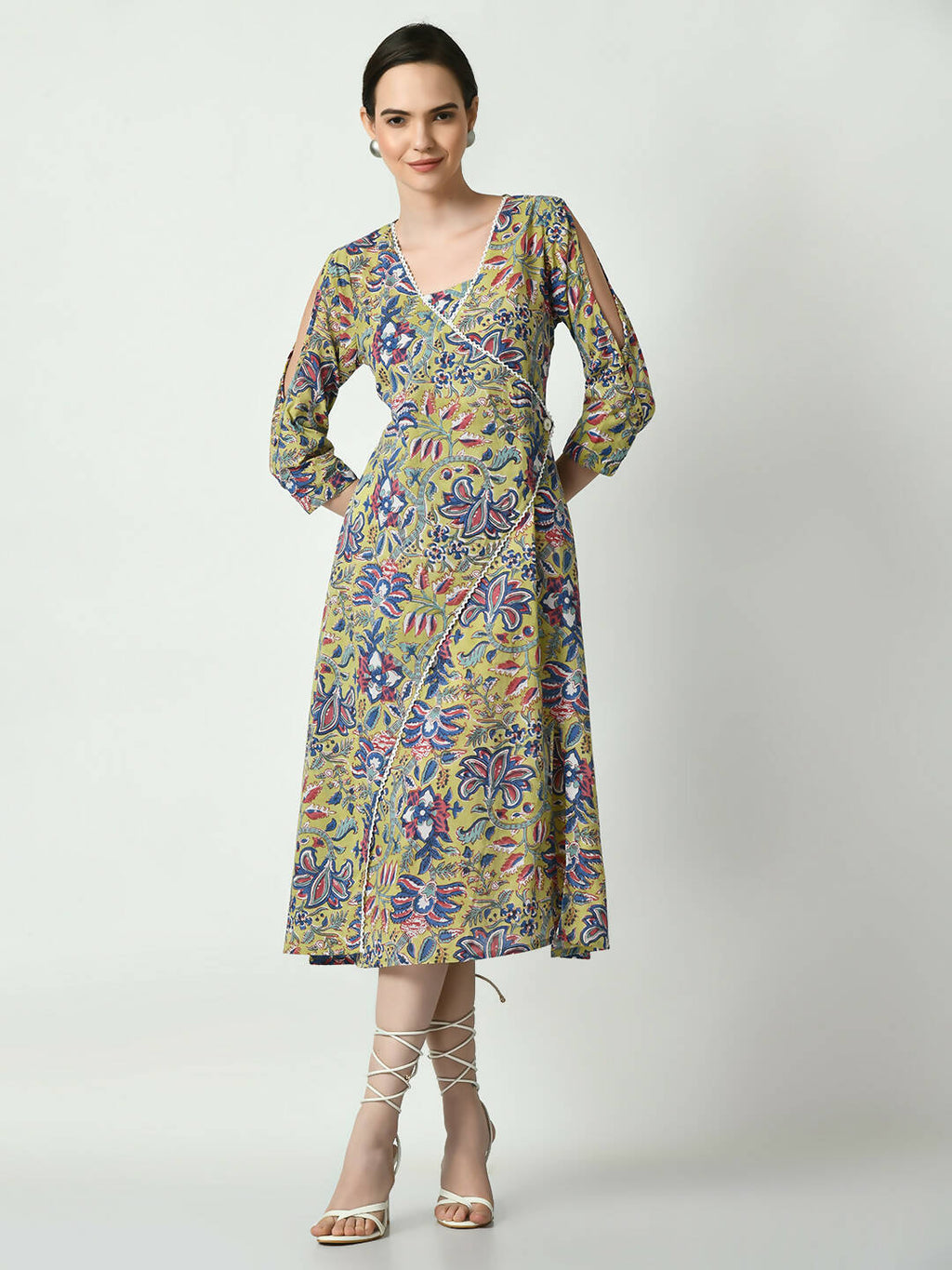 Myshka Women's Multi Floral Printed A-Line Dress - Distacart
