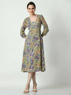 Myshka Women's Multi Floral Printed A-Line Dress - Distacart