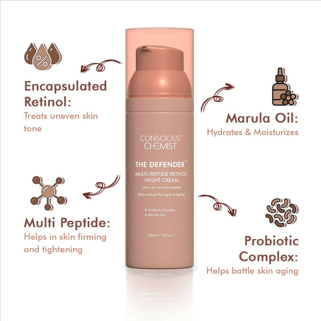 Conscious Chemist The Defender Multi-Peptide Retinol Night Cream - Distacart
