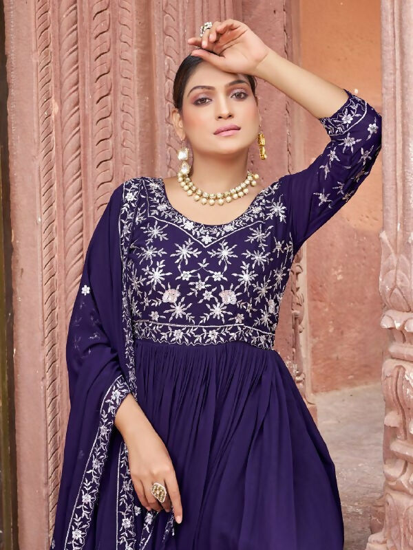 Joban Fashion Wine Readymade Dress With Sequins embroidery Work - Distacart