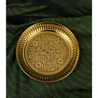 Spillbox Gold-Toned Brass Designer Halwa Thali Pooja Essential