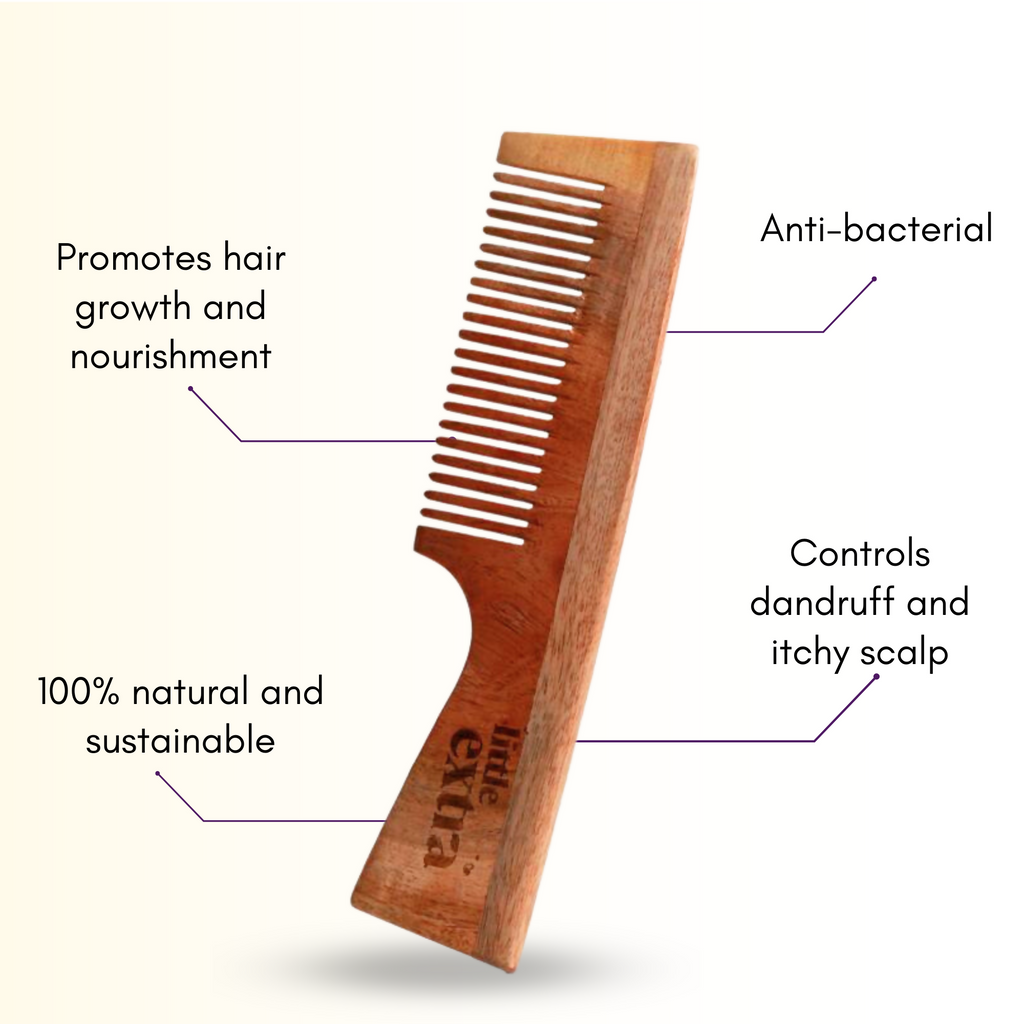 Little Extra Wooden Neem Comb For Hair Growth
