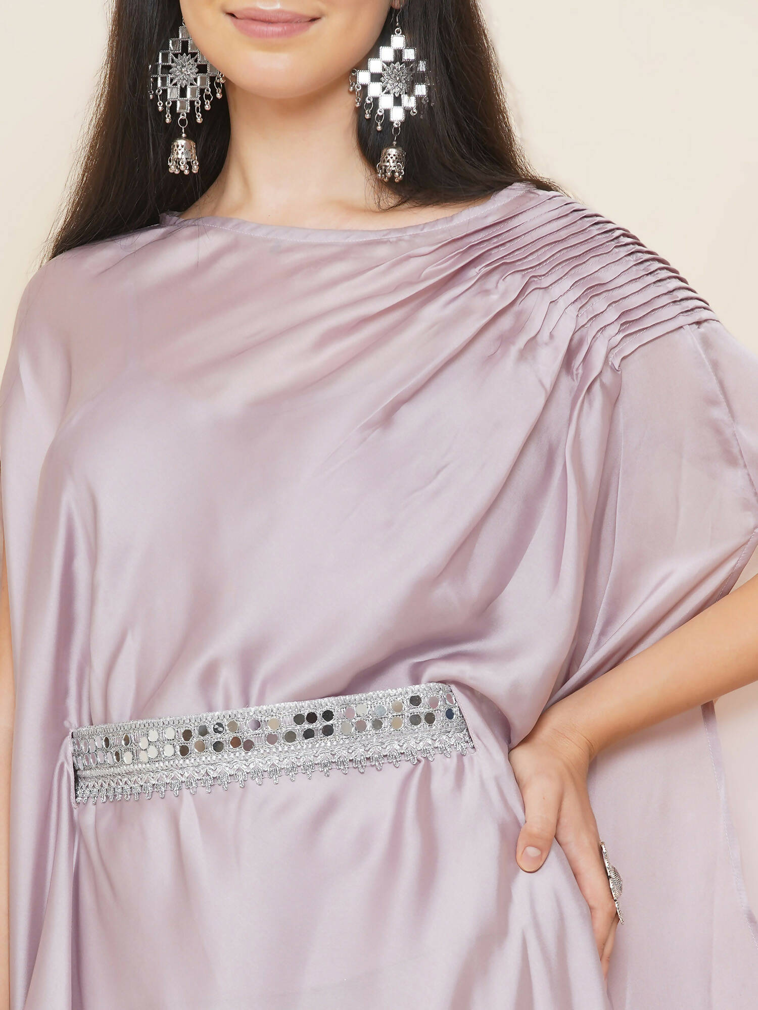 Women Republic Lavender Georgette Assymetical Kurta With Palazzo - Distacart