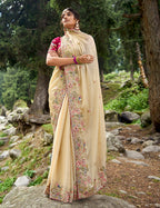 Evanik Pure soft zimmy choo silk embroidery Sequence work Saree with UnStitched Blouse - Distacart
