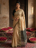 Anaita Cream Cotton Printed Saree With Blouse - Distacart