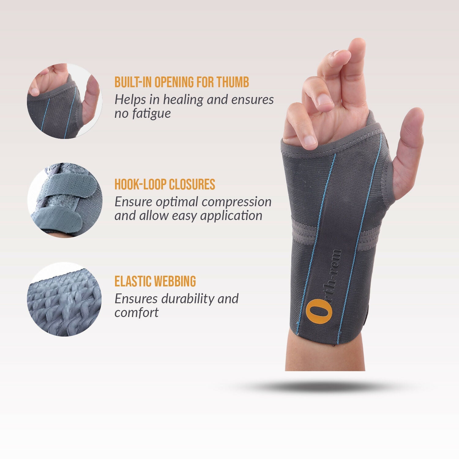 Orth-rem Elastic Wrist Support Brace For Right Hand with Removable Aluminum Splint - Distacart