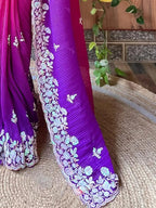 Vamika Embroidery Purple Georgette Bollywood Saree - Distacart