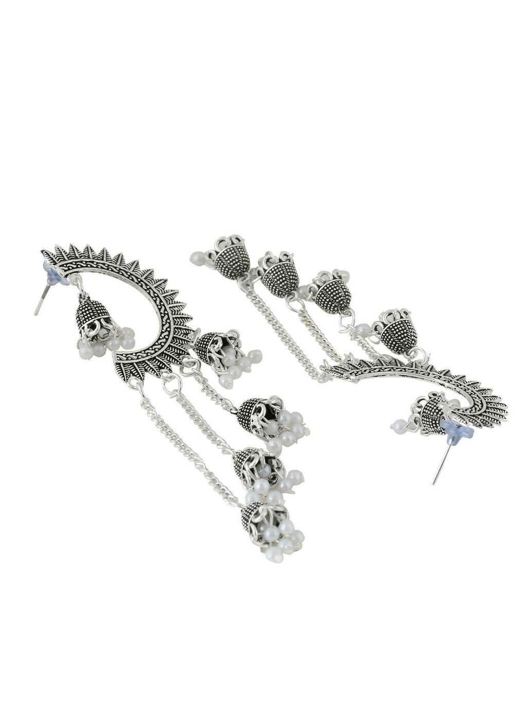 NVR Women Rhodium-Plated Kundan Stone-Studded Beaded Jewellery Set