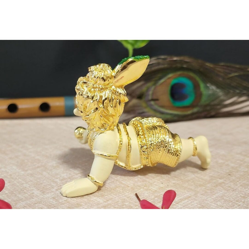 Gold Art India Silver Polished Matte Laddu Gopal Idol