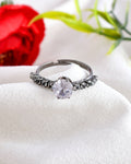 VOJ white CZ-detail Stainless Steel Cubic Zirconia Rhodium Plated Adjustable Finger Ring
