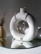 Layered Pearl and Silver Neckpiece (silver) - Ruby Raang