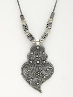 NVR Women's Silver-Toned German Silver Oxidised Pendant with Chain