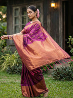 Shree Shyam Fashion Purple Silk Blend Saree - Distacart