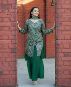 Joban Fashion Green Silk Embroidered Sharara Set - Distacart
