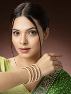 NVR Women's Set of 4 Gold-Plated Pearl Handcrafted Traditional Bangles - Distacart