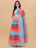 Jyoti Fashion Multicolor Printed Georgette Designer Lehenga Choli with Dupatta