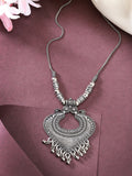 NVR Women's Silver-Toned German Silver Oxidised Pendant with Chain